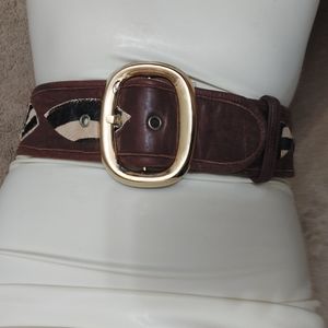 Vintage leather belt soft with pony hair cow hide